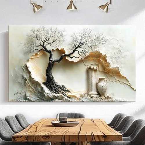 Wandbild baum beige luxus - wandbild,